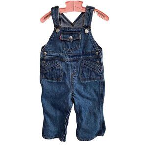 Levi's For Girls Medium Wash Classic Denim Overalls 18 Months